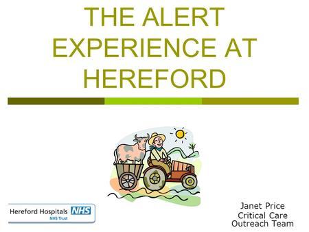 THE ALERT EXPERIENCE AT HEREFORD Janet Price Critical Care Outreach Team.