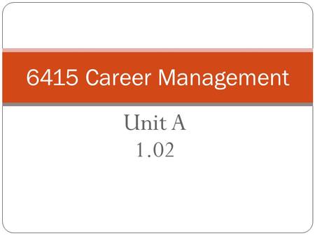 6415 Career Management Unit A 1.02.