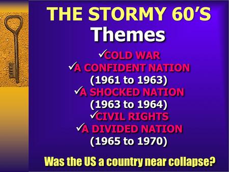 ThemesThemes COLD WAR COLD WAR A CONFIDENT NATION (1961 to 1963) A CONFIDENT NATION (1961 to 1963) A SHOCKED NATION (1963 to 1964) A SHOCKED NATION (1963.