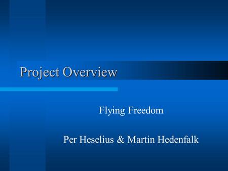 Project Overview Flying Freedom Per Heselius & Martin Hedenfalk.