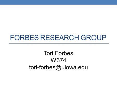 FORBES RESEARCH GROUP Tori Forbes W374