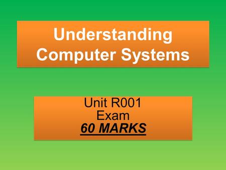 Understanding Computer Systems Unit R001 Exam 60 MARKS.