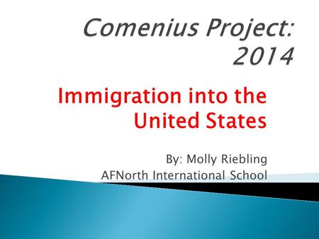 Immigration into the United States By: Molly Riebling AFNorth International School.