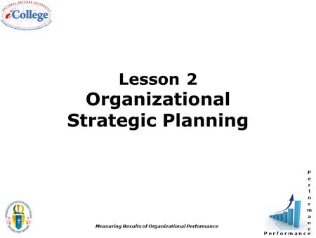 P e r f o r m a n c e Measuring Results of Organizational Performance Lesson 2 Organizational Strategic Planning.