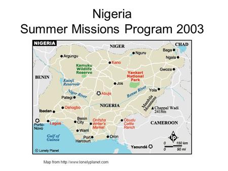 Nigeria Summer Missions Program 2003 Map from