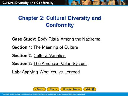 Chapter 2: Cultural Diversity and Conformity