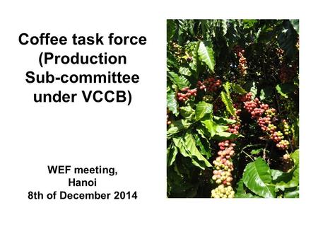 Coffee task force (Production Sub-committee under VCCB) WEF meeting, Hanoi 8th of December 2014.