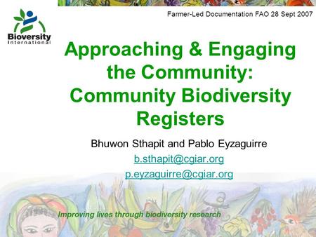 Approaching & Engaging the Community: Community Biodiversity Registers