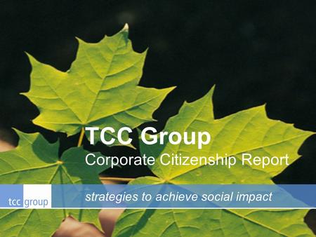 Strategies to achieve social impact TCC Group Corporate Citizenship Report.