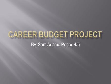 By: Sam Adamo Period 4/5 The Career I have chosen is being a Gas Supply Manager.