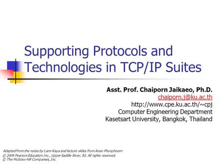 Supporting Protocols and Technologies in TCP/IP Suites