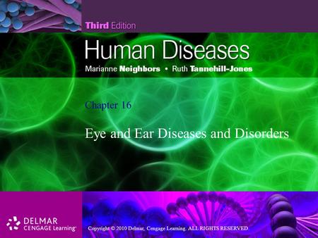 Copyright © 2010 Delmar, Cengage Learning. ALL RIGHTS RESERVED. Chapter 16 Eye and Ear Diseases and Disorders.
