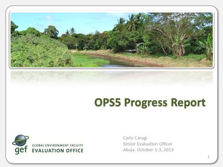 OPS5 Progress Report 1 Carlo Carugi Senior Evaluation Officer Abuja. October 1-3, 2013.