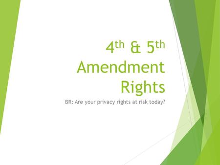 4 th & 5 th Amendment Rights BR: Are your privacy rights at risk today?