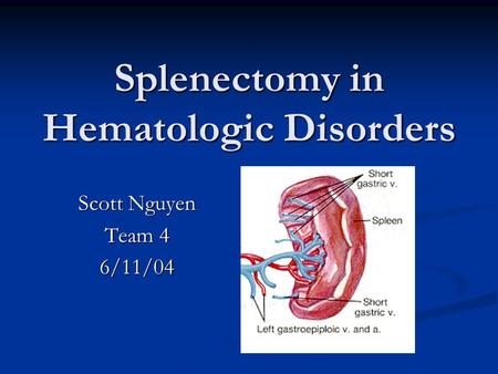 Splenectomy in Hematologic Disorders