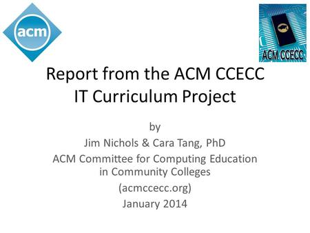 Report from the ACM CCECC IT Curriculum Project