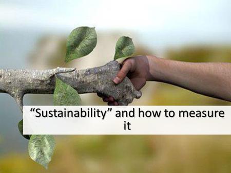 “Sustainability” and how to measure it. Sustainable development (UN) As expressed by the 1987 UN World Commission on Environment and Development (the.