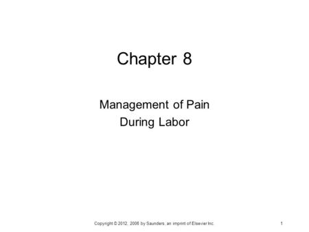 Management of Pain During Labor