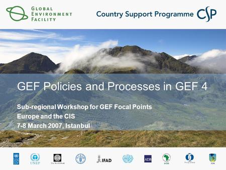 GEF Policies and Processes in GEF 4 Sub-regional Workshop for GEF Focal Points Europe and the CIS 7-8 March 2007, Istanbul.