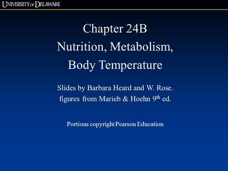 Chapter 24B Nutrition, Metabolism, Body Temperature