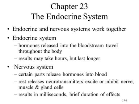 Chapter 23 The Endocrine System