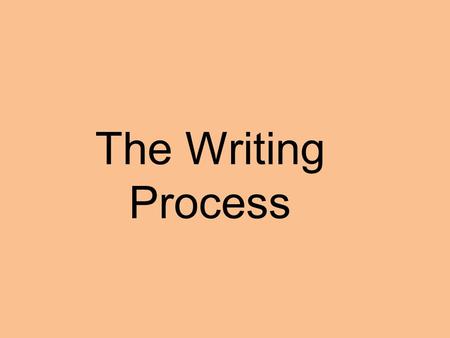 The Writing Process. Stages of Writing Process The writing process consists of 3 stages: 1.Pre-writing Selecting a topic Identifying audience and purpose.