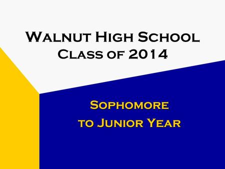 Walnut High School Class of 2014 Sophomore to Junior Year.