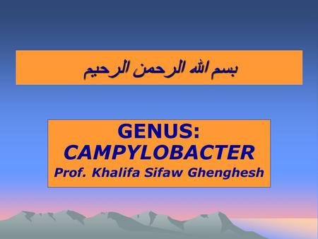 بسم الله الرحمن الرحيم GENUS: CAMPYLOBACTER Prof. Khalifa Sifaw Ghenghesh.