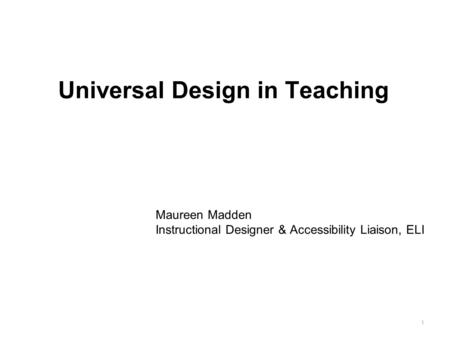 Universal Design in Teaching