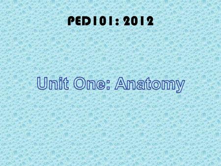PED101: 2012 Unit One: Anatomy.