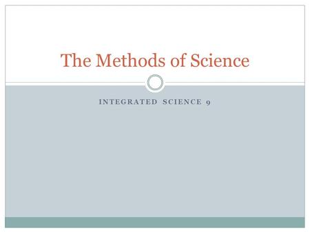 The Methods of Science Integrated Science 9.