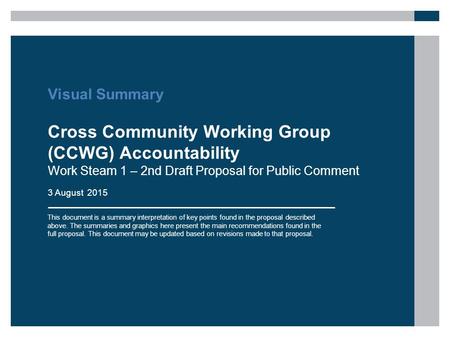 Cross Community Working Group (CCWG) Accountability 2nd Draft Proposal for Public Comment Visual Summary Cross Community Working Group (CCWG) Accountability.