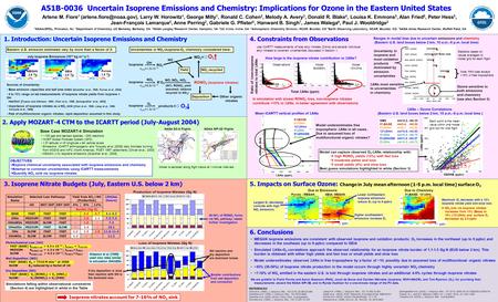 A51B-0036 Uncertain Isoprene Emissions and Chemistry: Implications for Ozone in the Eastern United States Arlene M. Fiore 1 Larry.