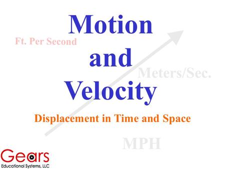 Motion and Velocity Displacement in Time and Space Ft. Per Second MPH Meters/Sec.