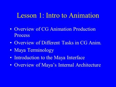 Lesson 1: Intro to Animation