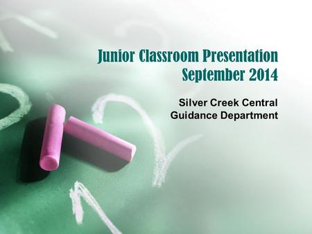 Junior Classroom Presentation September 2014 Silver Creek Central Guidance Department.