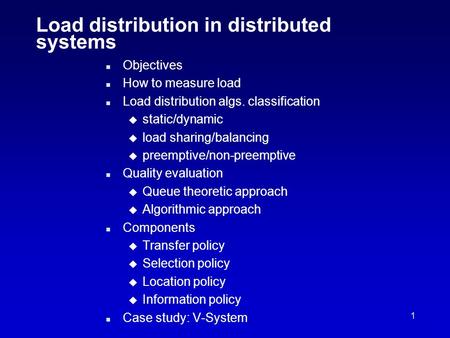 Load distribution in distributed systems