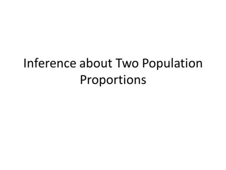 Inference about Two Population Proportions. Definition A sampling method is independent when the individuals selected for one sample do not dictate which.