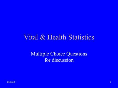 Vital & Health Statistics