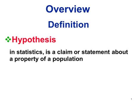Overview Definition Hypothesis