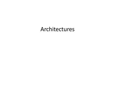 Architectures. Software Architecture Describe how the various software components are to be organized and how they should interact. It describe the organization.