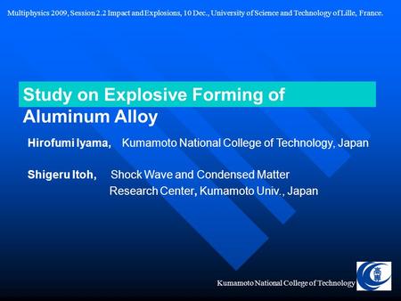 Study on Explosive Forming of Aluminum Alloy