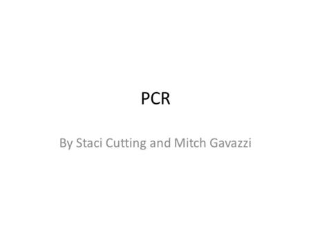 PCR By Staci Cutting and Mitch Gavazzi. What is PCR? PCR is sometimes called Molecular photocopying the polymerase chain reaction is a fast and inexpensive.