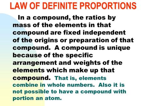 LAW OF DEFINITE PROPORTIONS