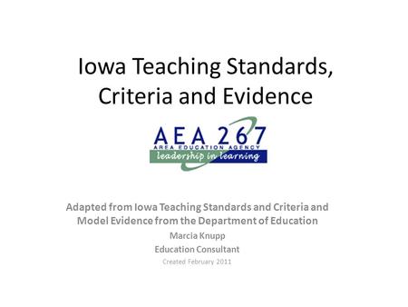 Iowa Teaching Standards, Criteria and Evidence
