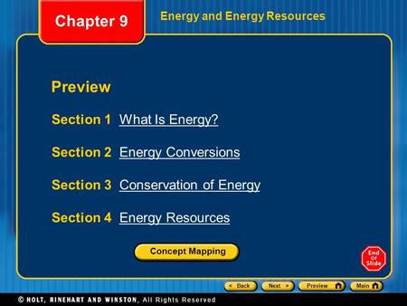 Chapter 9 Preview Section 1 What Is Energy?