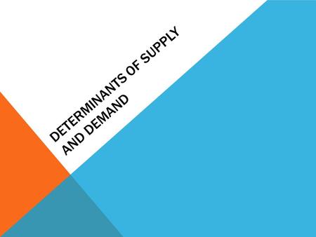 DETERMINANTS OF SUPPLY AND DEMAND. Factors that change the quantity demanded or supplied.