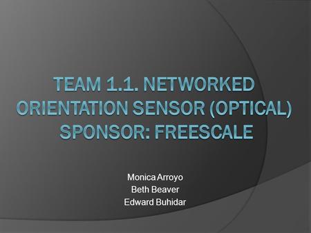 Team 1.1. Networked orientation sensor (optical) Sponsor: Freescale