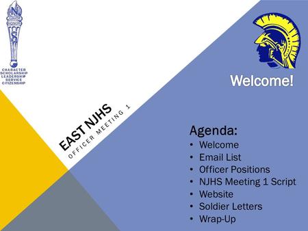 Welcome! East njhs Agenda: Welcome  List Officer Positions
