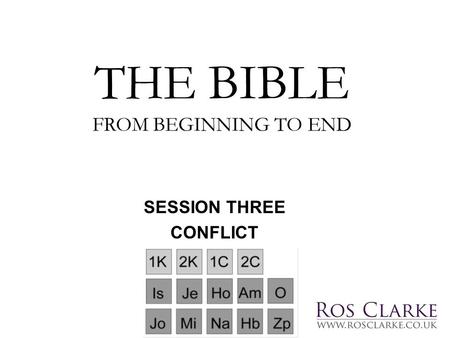 SESSION THREE CONFLICT THE BIBLE FROM BEGINNING TO END.